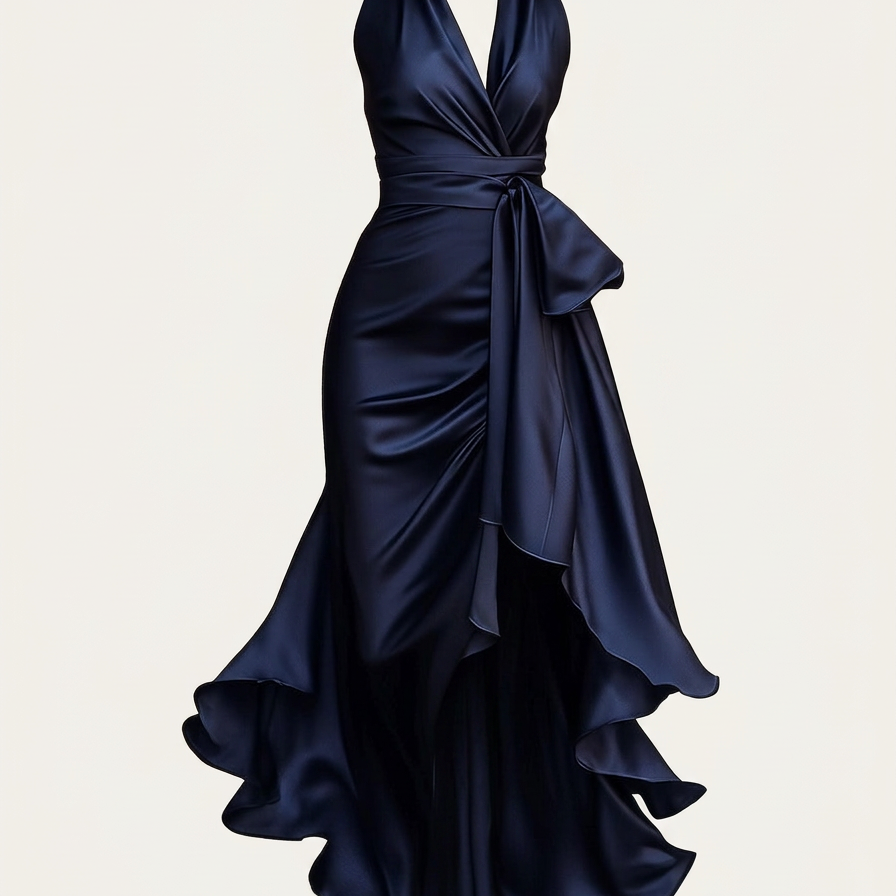 Satin Halter Maxi Dress - studio